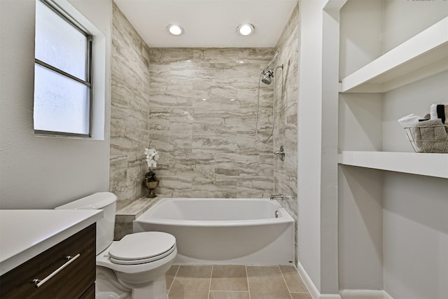 1201 Shady Oak Ln, Dickinson, TX 77539 - full bath with vanity, shower / bathtub combination, and recessed lighting