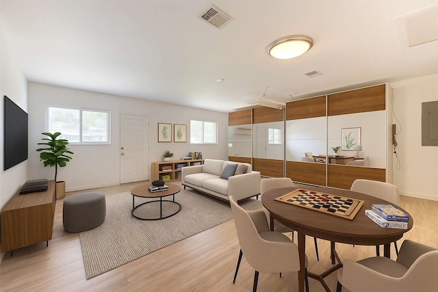 4538 Warm Springs Rd, Houston, TX 77035 - living room featuring light wood-style floors and electric panel