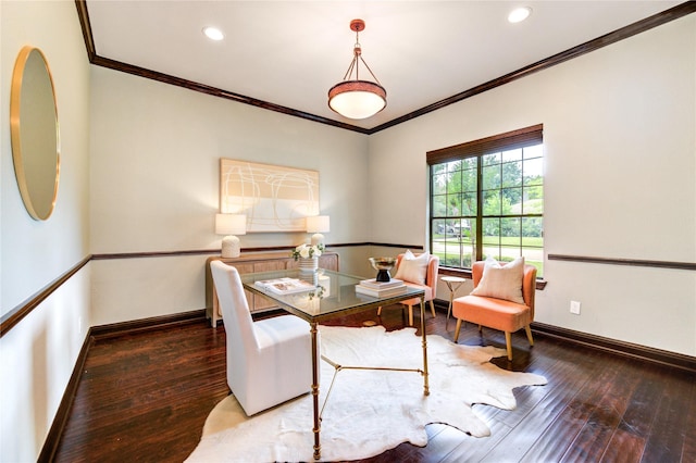 1403 Wakefield Dr, Houston, TX 77018 - dining space featuring hardwood / wood-style floors, crown molding, and recessed lighting