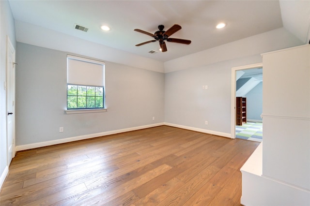 1403 Wakefield Dr, Houston, TX 77018 - spare room with light wood-style flooring, ceiling fan, and recessed lighting