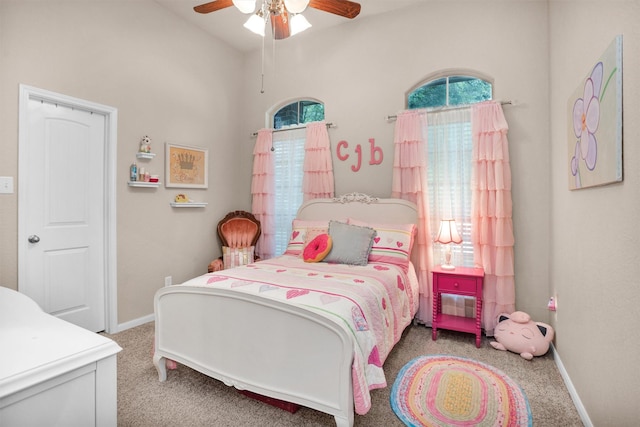 1900 Pagemill Ln, Conroe, TX 77304 - bedroom featuring carpet floors, a ceiling fan, and vaulted ceiling