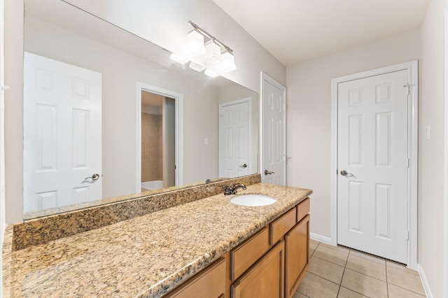 14607 Dawn Mist Ct, Magnolia, TX 77354 - bathroom with vanity and tile patterned floors