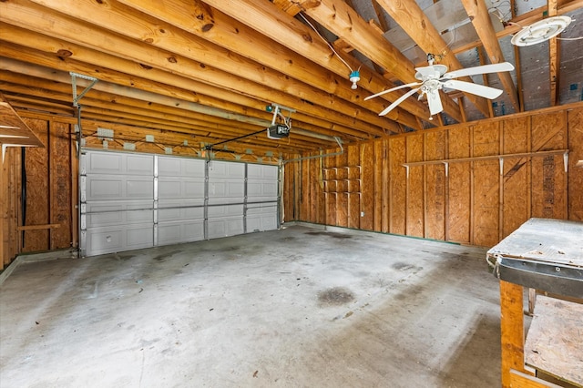 14607 Dawn Mist Ct, Magnolia, TX 77354 - garage with a garage door opener and a ceiling fan