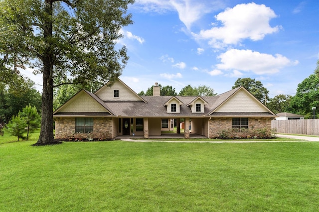 14607 Dawn Mist Ct, Magnolia, TX 77354 - view of front facade with stone siding and a chimney