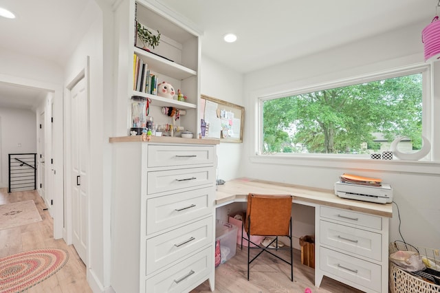 2102 Teague Rd, Houston, TX 77080 - office space featuring built in study area, light wood-style flooring, and recessed lighting