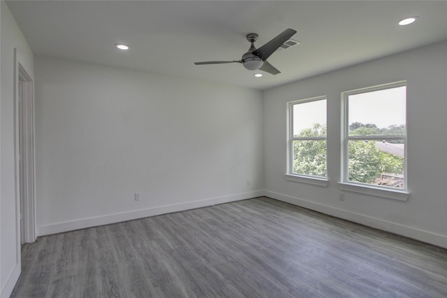 5774 Gineridge Dr, Houston, TX 77053 - empty room with recessed lighting, wood finished floors, and ceiling fan