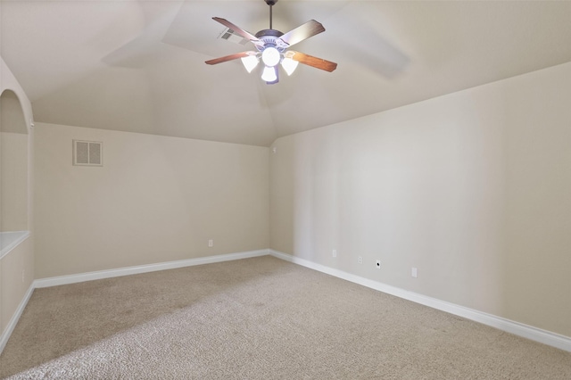 21902 Juniper Wood Ln, Richmond, TX 77469 - additional living space featuring carpet flooring, lofted ceiling, and ceiling fan