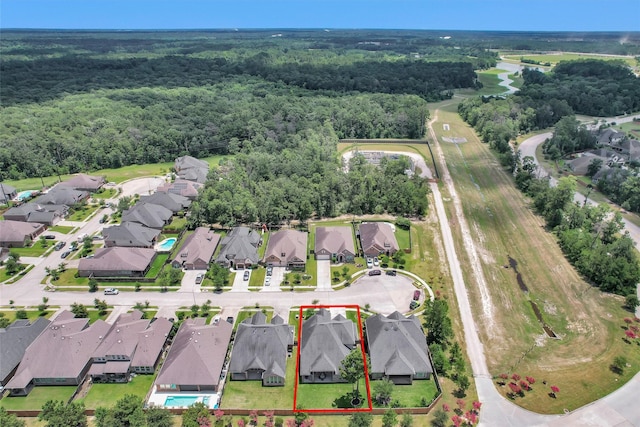 31304 New Forest Park Ln, Spring, TX 77386 - aerial view of residential area with a forest and property boundaries highlighted