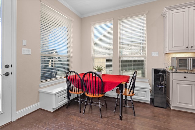 31304 New Forest Park Ln, Spring, TX 77386 - dining room featuring dark wood-type flooring and ornamental molding