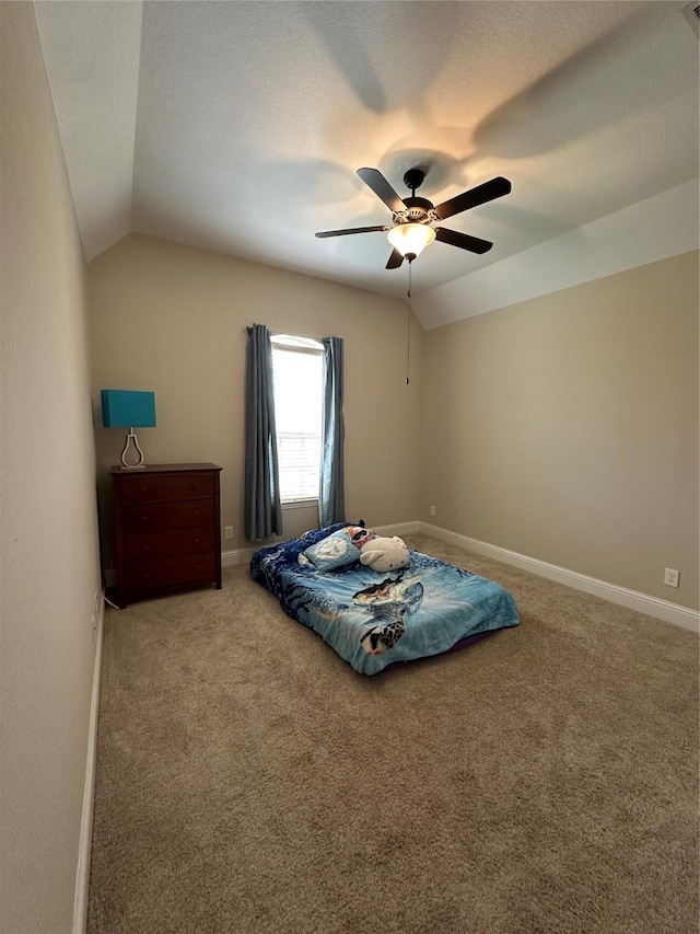 31304 New Forest Park Ln, Spring, TX 77386 - bedroom with lofted ceiling, carpet floors, and ceiling fan