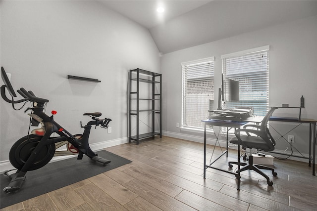 15 Eden Hollow Ln, Richmond, TX 77406 - home office featuring vaulted ceiling and wood finished floors