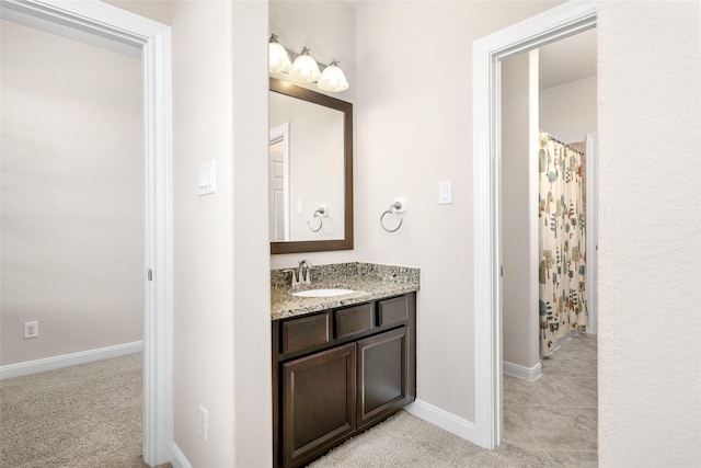5227 Birch Falls Ln, Sugar Land, TX 77479 - bathroom with vanity and curtained shower