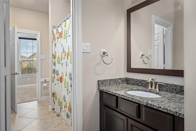 5227 Birch Falls Ln, Sugar Land, TX 77479 - full bathroom with vanity, tile patterned flooring, and a shower with curtain