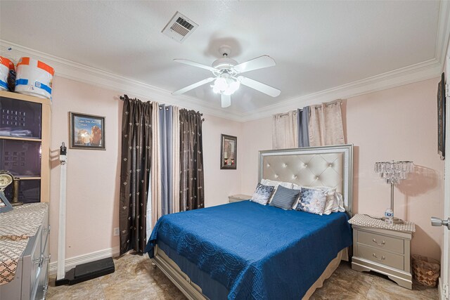 530 Frankie St Unit 1, Houston, TX 77015 - bedroom featuring ornamental molding and a ceiling fan