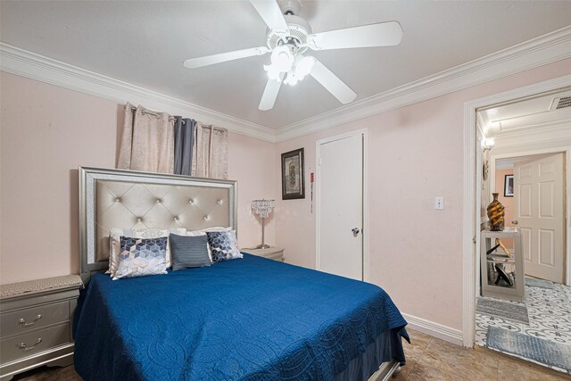 530 Frankie St Unit 1, Houston, TX 77015 - bedroom featuring crown molding and ceiling fan
