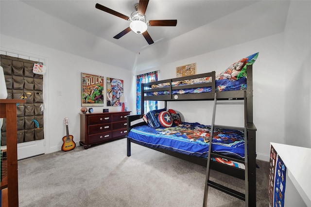 3310 Bellwick Chase Ln, Houston, TX 77365 - carpeted bedroom with a ceiling fan and lofted ceiling