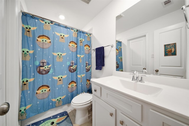 3310 Bellwick Chase Ln, Houston, TX 77365 - full bath with vanity, tile patterned flooring, and a shower with curtain