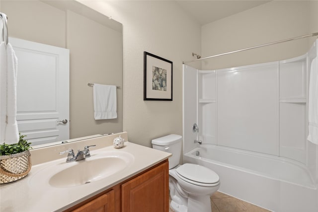207 Cattle Ranch Dr, Richmond, TX 77469 - bathroom with vanity, washtub / shower combination, and tile patterned flooring