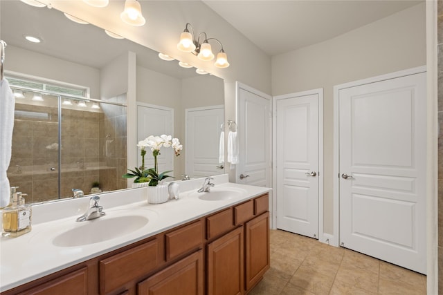 207 Cattle Ranch Dr, Richmond, TX 77469 - full bath with a shower stall, double vanity, and tile patterned flooring