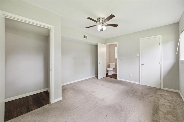 3209 Mccrarey Dr, Houston, TX 77088 - unfurnished bedroom with carpet floors, ensuite bathroom, and a ceiling fan