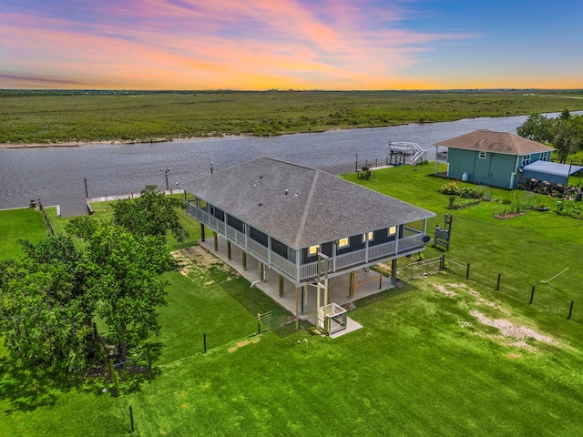 10102 S Redfish Dr, Hitchcock, TX 77563 - view from above of property with a large body of water