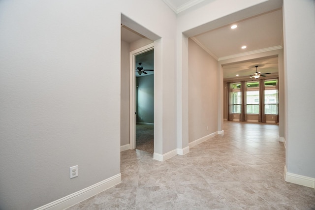 14618 Moccasin Ridge Dr, Cypress, TX 77433 - hall with crown molding and recessed lighting