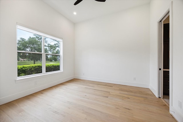 1419 Candlelight Ln, Houston, TX 77018 - spare room featuring ceiling fan, light wood finished floors, and recessed lighting