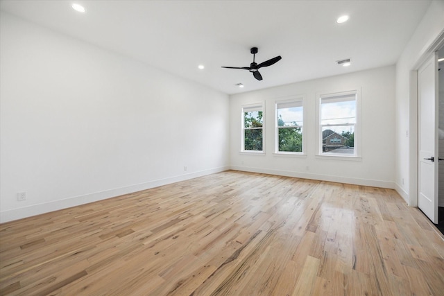 1419 Candlelight Ln, Houston, TX 77018 - empty room with light wood-type flooring, recessed lighting, and ceiling fan
