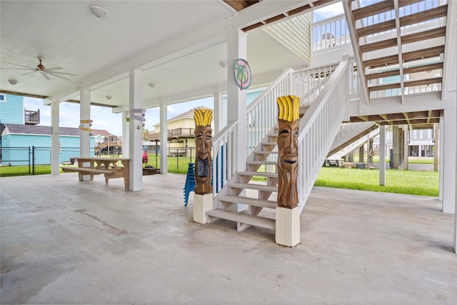 956 Biscayne, Crystal Beach, TX 77650 - view of patio / terrace featuring stairs and ceiling fan