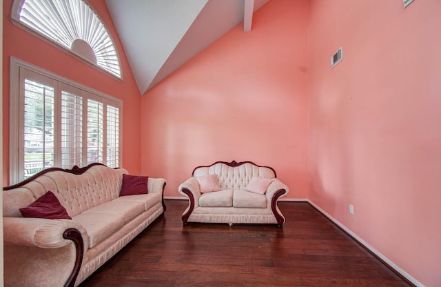 15731 Oak Mountain Dr, Houston, TX 77095 - living room featuring lofted ceiling and wood finished floors