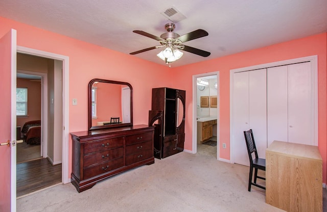 15731 Oak Mountain Dr, Houston, TX 77095 - home office featuring light colored carpet and a ceiling fan