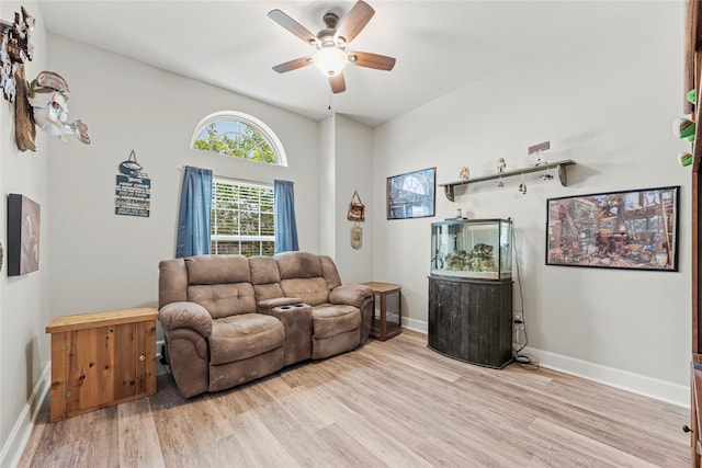 2922 Muhley St, Katy, TX 77493 - living room with ceiling fan and light wood-style floors