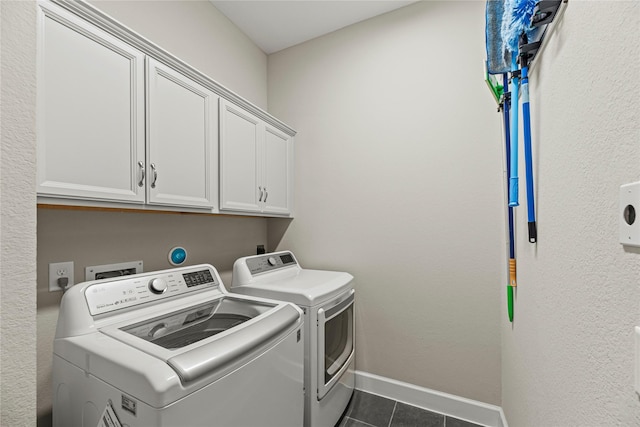 2922 Muhley St, Katy, TX 77493 - washroom with cabinet space, independent washer and dryer, and dark tile patterned floors