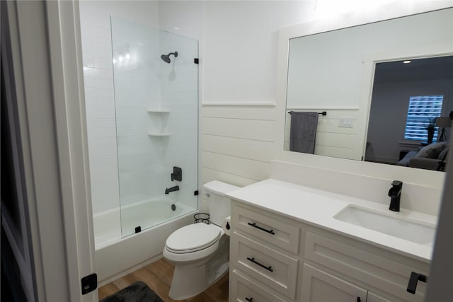 14646 Whistling Oak Dr, Conroe, TX 77356 - full bath featuring vanity, tub / shower combination, wood finished floors, and ensuite bath