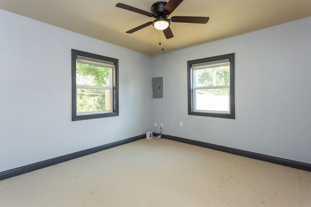 510 Jerry St, Houston, TX 77022 - carpeted empty room featuring healthy amount of natural light, electric panel, and ceiling fan
