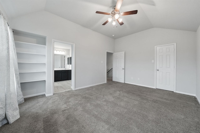 11103 Larkspur Dale Ct, Houston, TX 77044 - unfurnished bedroom with lofted ceiling, carpet flooring, ensuite bathroom, and ceiling fan