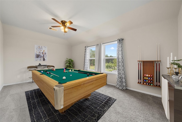 11103 Larkspur Dale Ct, Houston, TX 77044 - game room featuring carpet flooring, ceiling fan, and billiards