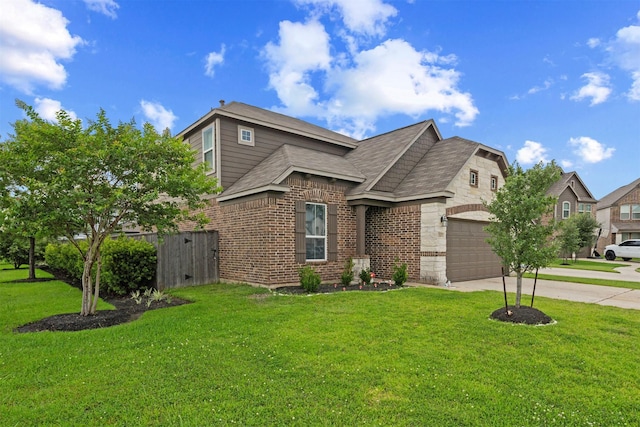 11103 Larkspur Dale Ct, Houston, TX 77044 - view of front of house with driveway, a garage, brick siding, and roof with shingles