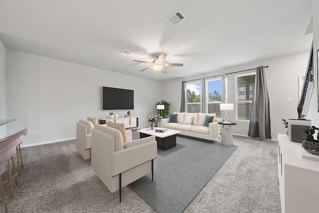 11103 Larkspur Dale Ct, Houston, TX 77044 - living room featuring a ceiling fan and carpet flooring