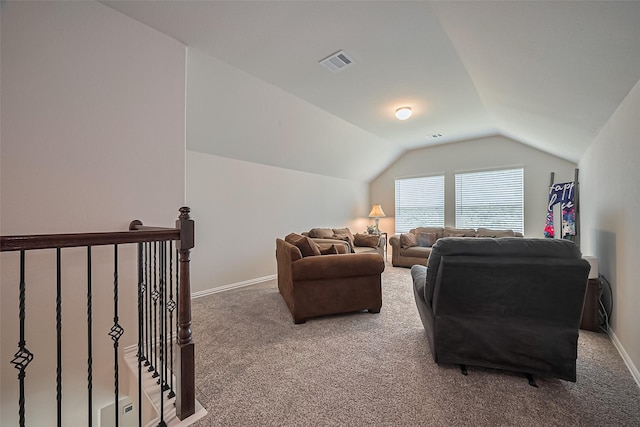 406 Riesling Dr, Alvin, TX 77511 - carpeted living area with lofted ceiling and baseboards