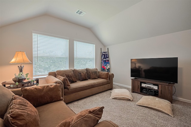 406 Riesling Dr, Alvin, TX 77511 - living room featuring vaulted ceiling and carpet flooring