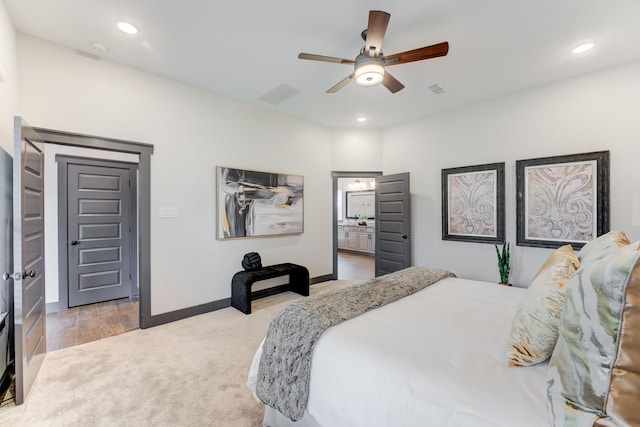 28723 Eden Creek Trl, Fulshear, TX 77441 - carpeted bedroom featuring recessed lighting and ceiling fan
