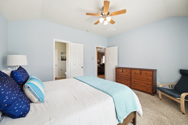 7238 Cypress Prairie Dr, Cypress, TX 77433 - carpeted bedroom with vaulted ceiling and ceiling fan