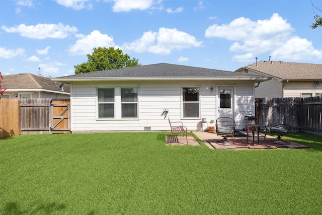 7238 Cypress Prairie Dr, Cypress, TX 77433 - back of property with a fenced backyard, a patio, and a shingled roof