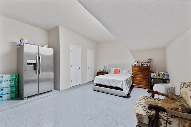 3823 Fleetwood Falls Ln, Spring, TX 77386 - bedroom with stainless steel fridge and speckled floor