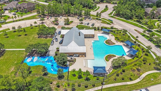 3823 Fleetwood Falls Ln, Spring, TX 77386 - aerial view of a pool