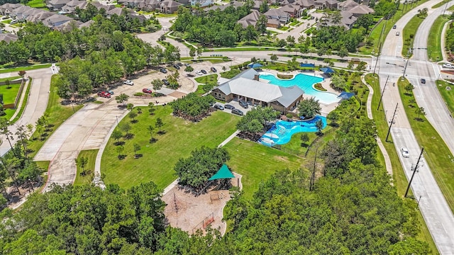 3823 Fleetwood Falls Ln, Spring, TX 77386 - aerial perspective of suburban area featuring a pool