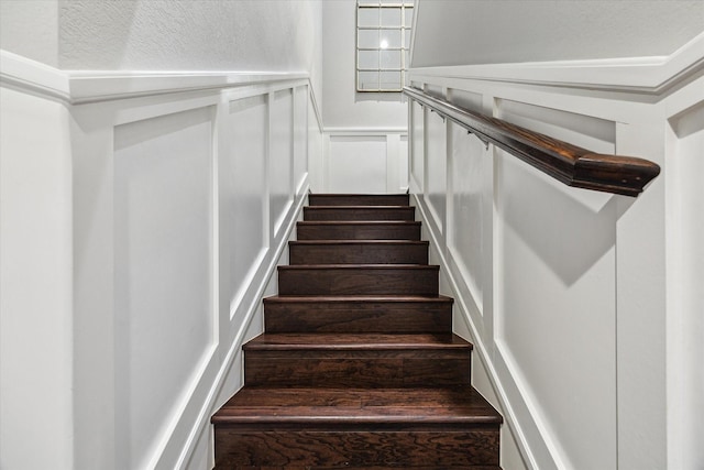 1707 Crockett St Unit A, Houston, TX 77007 - stairs with a decorative wall and wainscoting
