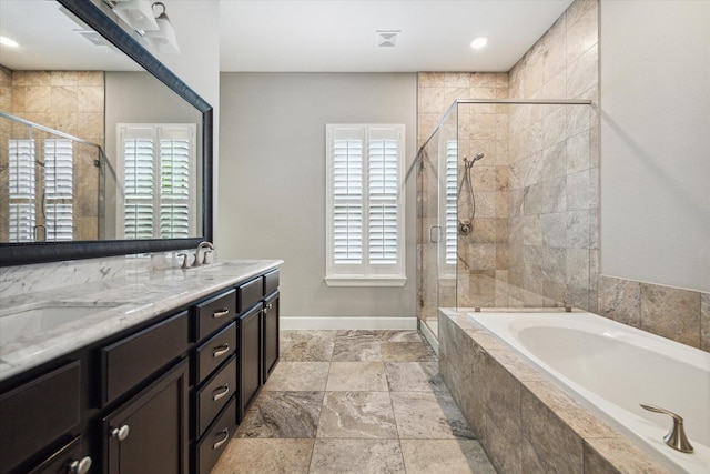 1707 Crockett St Unit A, Houston, TX 77007 - full bath featuring a bath, healthy amount of natural light, a shower stall, and recessed lighting