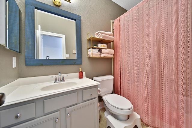 66 N Rocky Point Cir, Spring, TX 77389 - full bathroom with vanity, a textured wall, and a shower with curtain